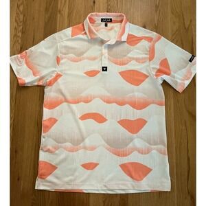 Bad Birdie "Kierland" Graphic Performance Polo –‎ Coral / White – Men's M – Golf